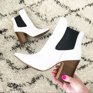 Chinese Laundry X Kristin Cavallari white ankle booties with block heel